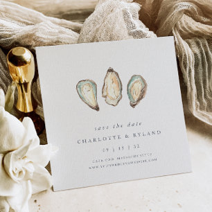 Coastal Watercolor Oyster Wedding Save The Date
