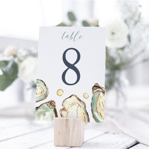 Coastal Watercolor Oyster Wedding Tischnummer