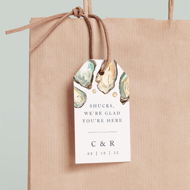 Coastal Watercolor Oyster Wedding Willkommen Geschenkanhänger (Von Creator hochgeladen)