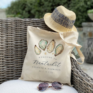 Coastal Watercolor Oyster Wedding Willkommen Tragetasche