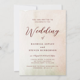 Coastal Watercolor Sepia Elegante Hochzeit Einladung