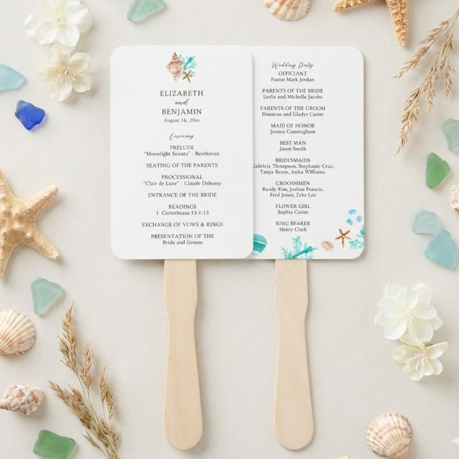 Coastal Wedding Ceremony Program Beach Tropical Fächer (Von Creator hochgeladen)