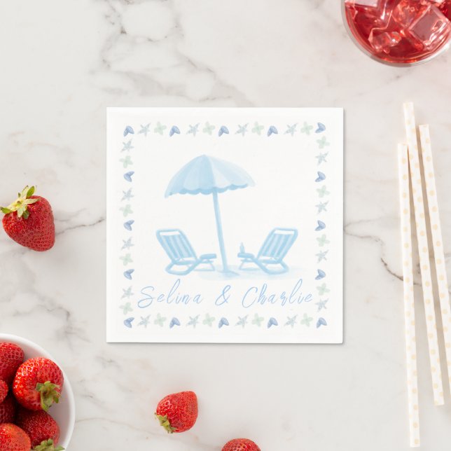 Coastal Wedding Cocktail Napkin Serviette (Beispiel)