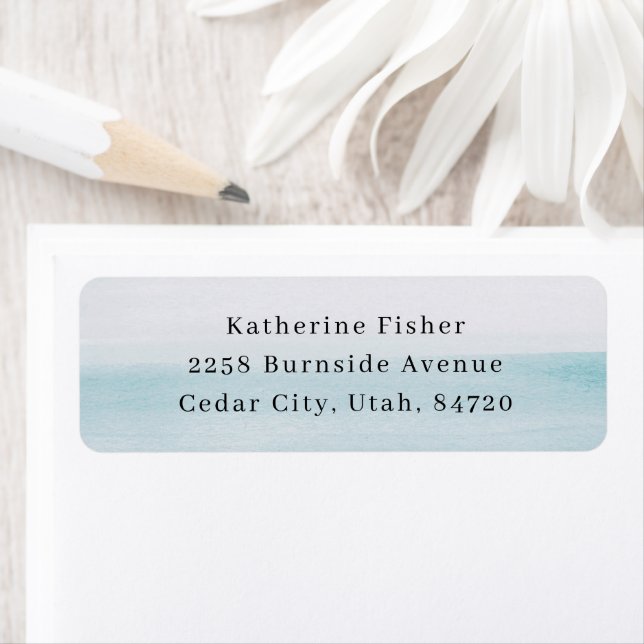 Coastal Wedding | Nautical Blue Watercolor Address (Insitu)