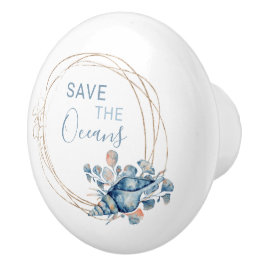 Coastal Zuhause Blau Aquarellzusammensetzung Custo Keramikknauf