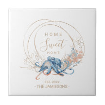 Coastal Zuhause Blue Aquarell Octopus individuelle