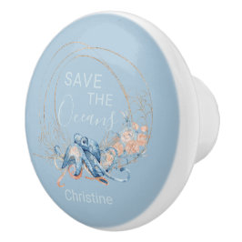 Coastal Zuhause Blue Aquarell Octopus individuelle Keramikknauf