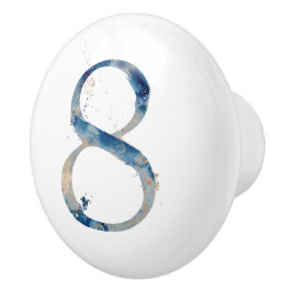 Coastal Zuhause Blue Braune Aquarellfarbe Nr. 8 Keramikknauf