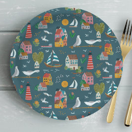 Coastblue-Muster Baby-Dusche Party Pappteller