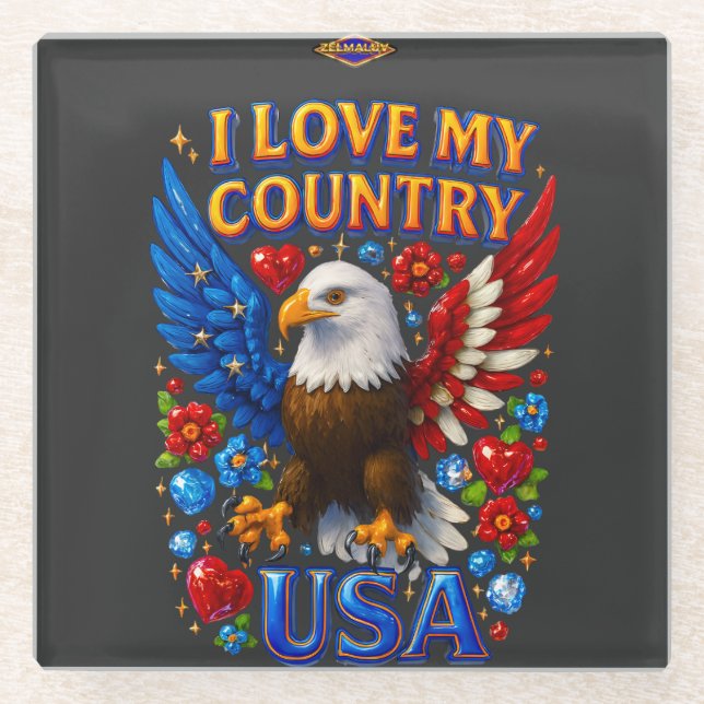 Coaster Design: I Love My Country - USA Glasuntersetzer (Vorderseite)