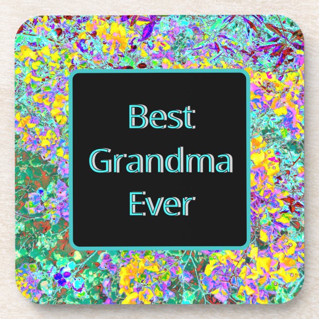 Coaster for Grandmother - "Best Grandma Ever"  Getränkeuntersetzer (Vorderseite)