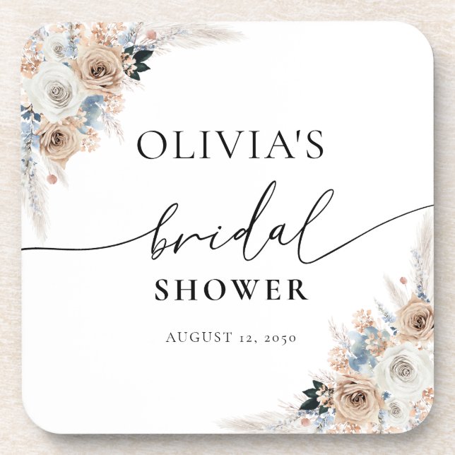 Coaster für Blumengetränke aus Elfenbein und Blaue Getränkeuntersetzer (Vorderseite)