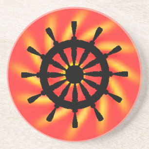 Coaster - Schwarzes Schiffsruder mit spiralförmige Sandstein Untersetzer