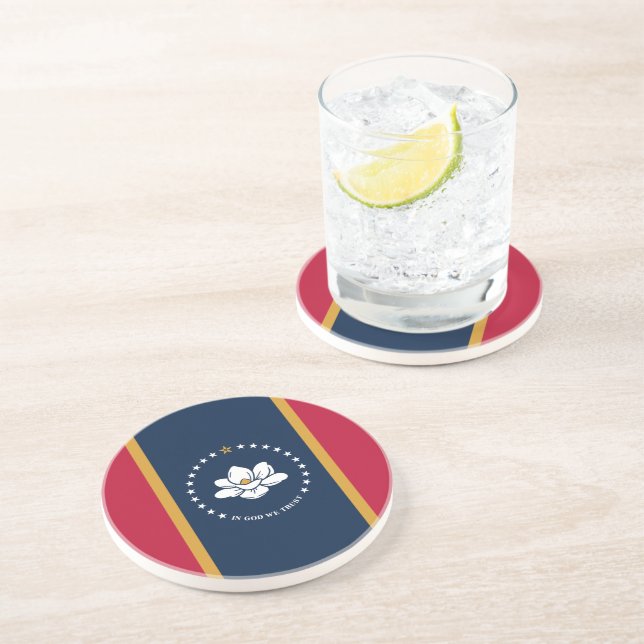 Coaster with Flag of Mississippi State, USA Getränkeuntersetzer (Seite)
