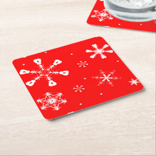 Coasters,- Schneeflocken -, Weihnachten Rechteckiger Pappuntersetzer