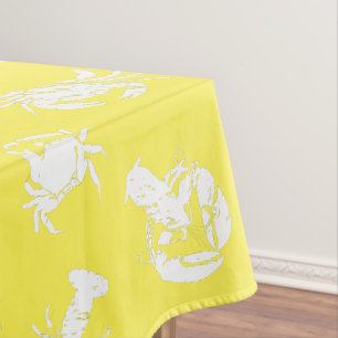Coastic Chic Yellow Crab and Humster Pattern Tischdecke