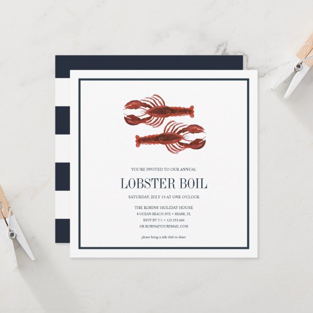 Coastic Navy LOBSTER BOIL Seafood Boil Party (Vorderseite/Rückseite Beispiel)