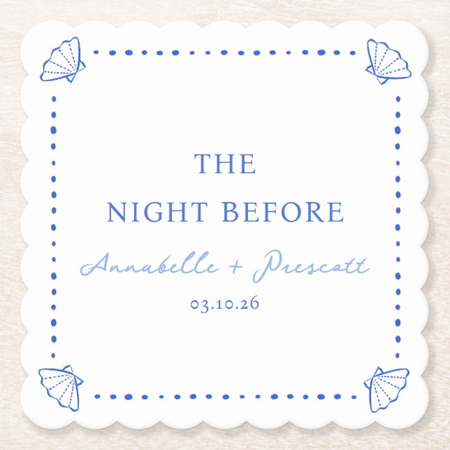 Coastle Chic Blue Personalisierte Probe Abendessen Untersetzer (Vorderseite)