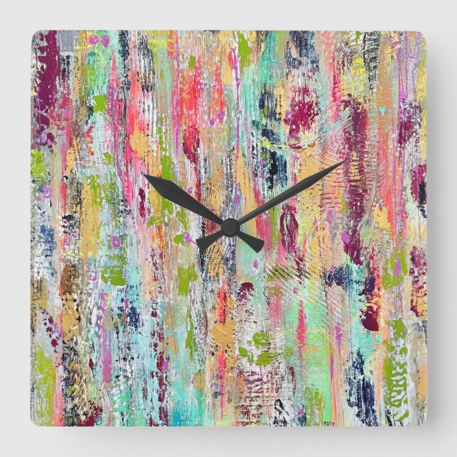 Coat many Colors Wall Clock Quadratische Wanduhr (Vorderseite)