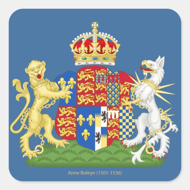 Coat of Arms Anne Boleyn Quadratischer Aufkleber (Vorderseite)