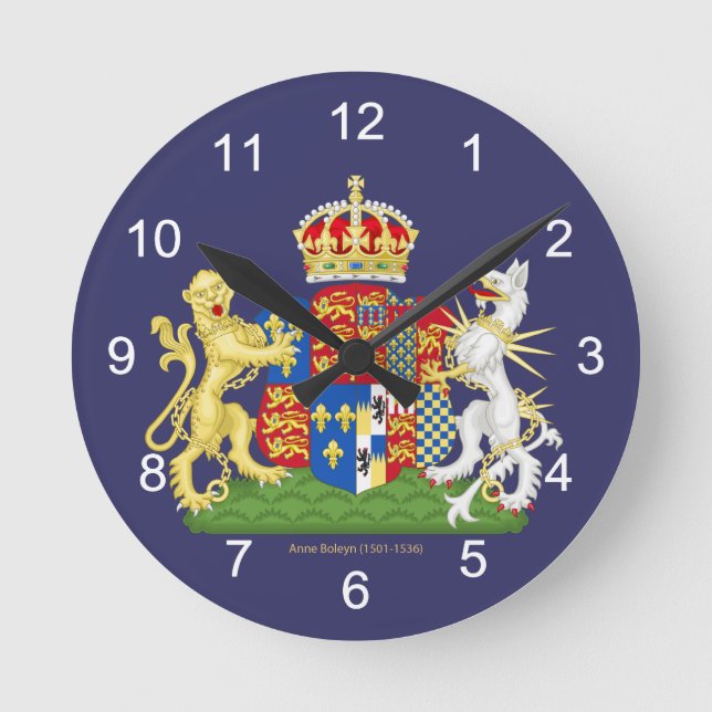 Coat of Arms Anne Boleyn Runde Wanduhr (Vorderseite)