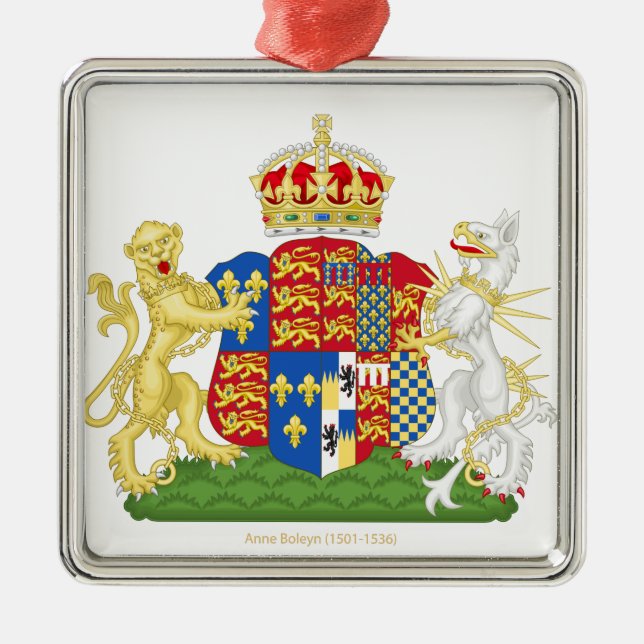 Coat of Arms Anne Boleyn Silbernes Ornament (Vorne)