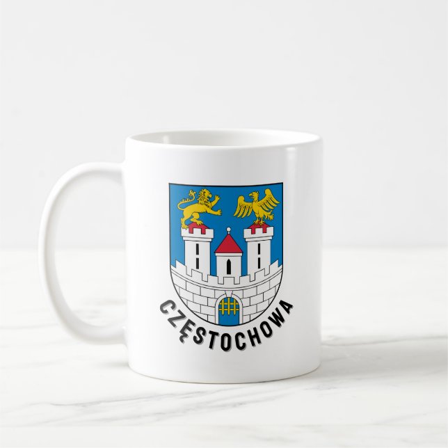 Coat of Arms of Częstochowa, Poland Kaffeetasse (Links)