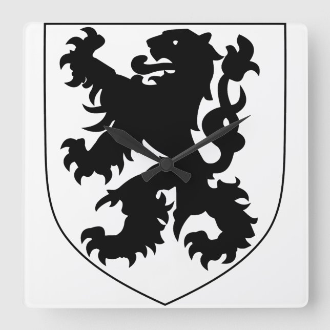 Coat of Arms of Flanders Quadratische Wanduhr (Vorderseite)