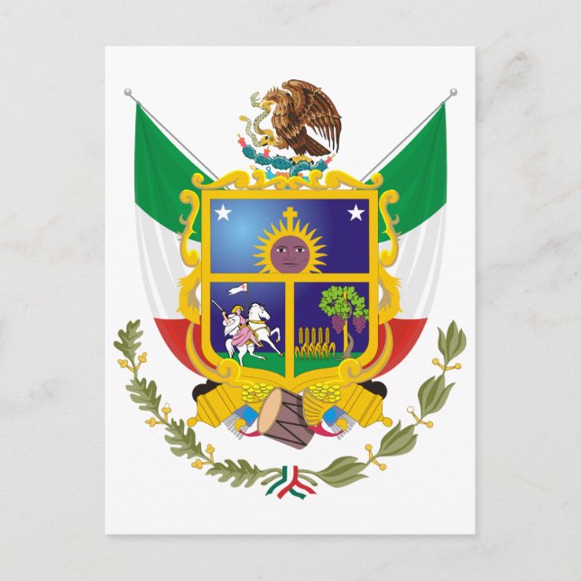 Coat of Arms Queretaro Offiziell Mexico Symbol Log Postkarte (Vorderseite)