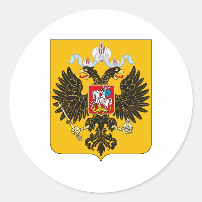 Coat of Arms Russian Empire Offizielles Russland L Runder Aufkleber (Vorderseite)
