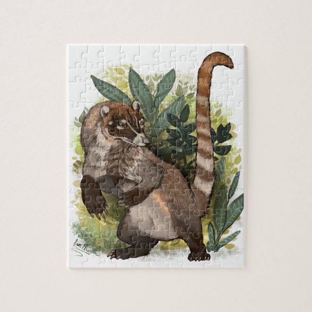 Coatamundi oder Weißnasen-Coati Puzzle (Vertikal)