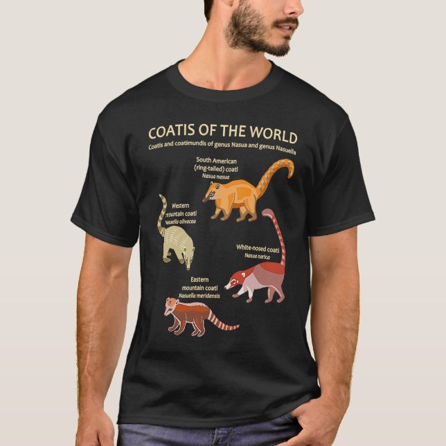 Coati- und Coatimundi-Arten Tierkunst T-Shirt (Vorderseite)