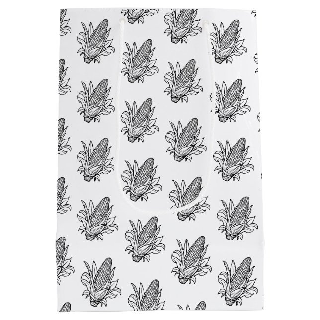 Cob-Ikone aus schwarzem und weißem Mais Mittlere Geschenktüte (Rückseite)