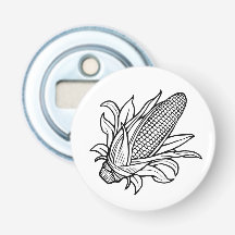 Cob-Ikone mit schwarz-weiß Mais und Blätter