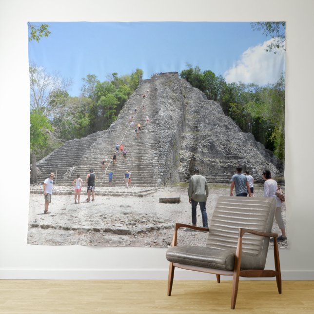 Coba Pyramid Mayan Ruins Riviera Maya Mexiko Wandteppich (Beispiel (Horizontal))