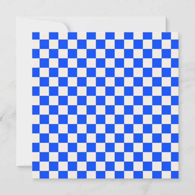 Cobalt and cream checkerboard pattern dankeskarte (Vorderseite)