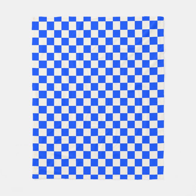 Cobalt and cream checkerboard pattern fleecedecke (Vorderseite)