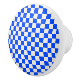 Cobalt and cream checkerboard pattern keramikknauf