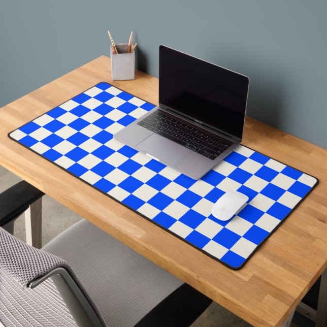 Cobalt and cream checkerboard pattern schreibtischunterlage (Büro 2)