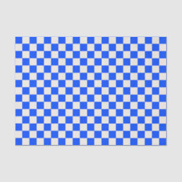 Cobalt and cream checkerboard pattern seidenpapier