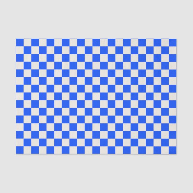Cobalt and cream checkerboard pattern seidenpapier (Vorderseite)