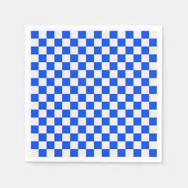 Cobalt and cream checkerboard pattern serviette