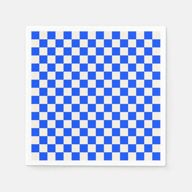 Cobalt and cream checkerboard pattern serviette (Vorderseite)