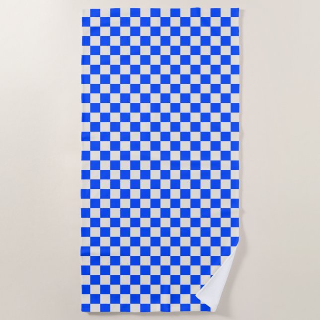 Cobalt and cream checkerboard pattern strandtuch (Vorderseite)