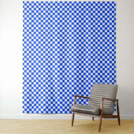 Cobalt and cream checkerboard pattern wandteppich