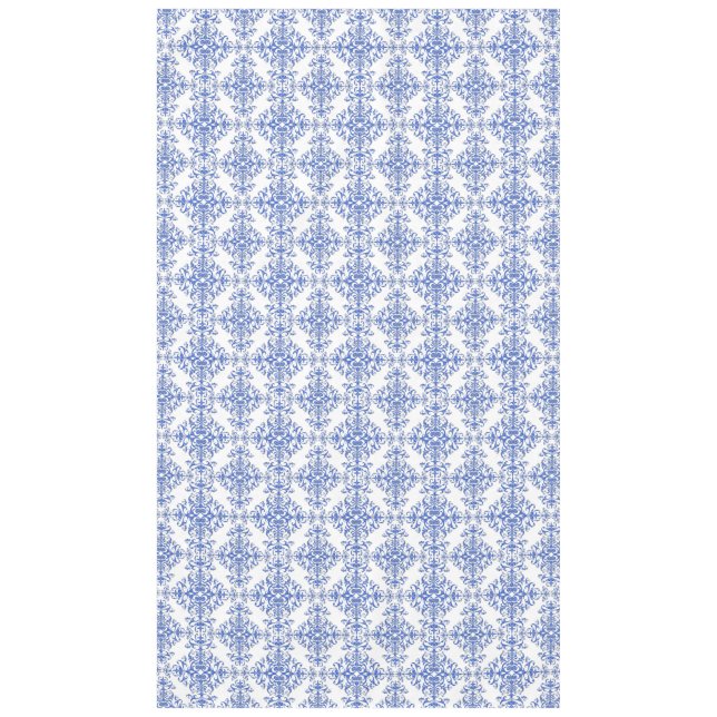 Cobalt Blau und Weiß Floral Damask Style Muster Tischdecke (Vorderseite)
