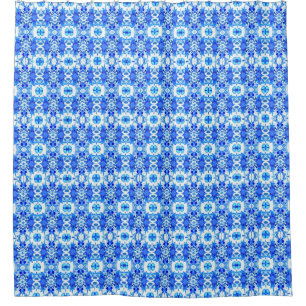 Cobalt Blau-Weiß-Batik-Muster Duschvorhang
