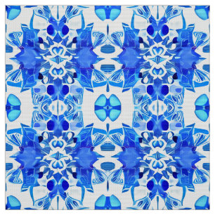 Cobalt Blau-Weiß-Batik-Muster Stoff