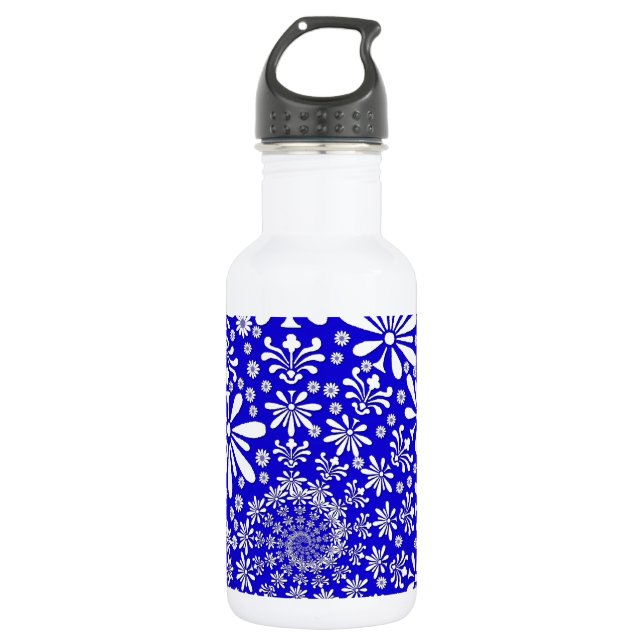 Cobalt Blau-Weiß-Muster Trinkflasche (Vorderseite)