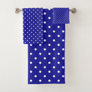 Cobalt Blau-Weiß-Punktmuster Badhandtuch Set